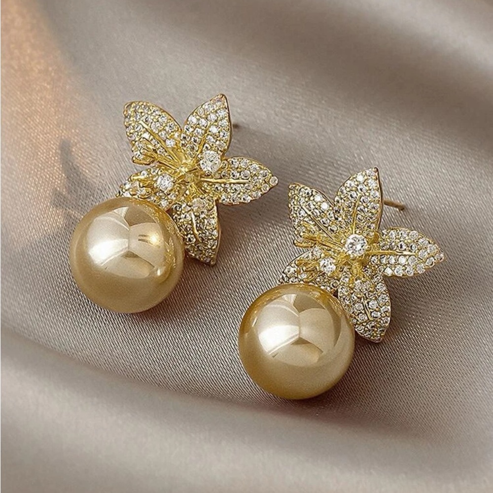 ◾️Rhinestone Flower Stud Earrings / Bridal Earrings